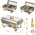 4 Pack Stainless Steel Chafing Dishes for Buffet, 9 QT Capacity with 7 Pans and Serving Utensils Food Warmers, alternate view