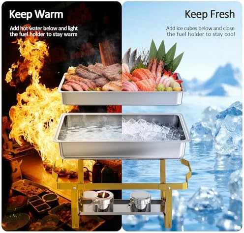 4 Pack Stainless Steel Chafing Dishes for Buffet, 9 QT Capacity with 7 Pans and Serving Utensils Food Warmers, alternate view