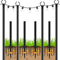 4 Pack String Light Poles,10 Ft Light Poles for Outside String Lights, Outdoor Lights Pole with Fork, Metal