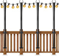 4 Pack String Light Poles for Deck, 5Ft Upgraded Heavy-Duty Metal Deck Light Poles for Outside with Fixing