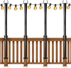 4 Pack String Light Poles for Deck, 5Ft Upgraded Heavy-Duty Metal Deck Light Poles for Outside with Fixing