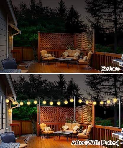 4 Pack String Light Poles for Deck, 5Ft Upgraded Heavy-Duty Metal Deck Light Poles for Outside with Fixing, alternate view 2