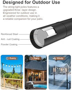 4 Pack String Light Poles for Deck, 5Ft Upgraded Heavy-Duty Metal Deck Light Poles for Outside with Fixing, alternate view 5