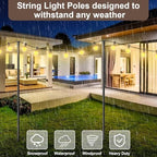 4 Pack String Light Poles for Outdoor, Metal Light Hanging Pole Outside with Fork, Light Stand for Patio, alternate view 5