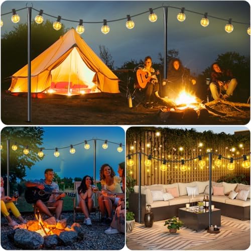 4 Pack String Light Poles for Outdoor, Metal Light Hanging Pole Outside with Fork, Light Stand for Patio, alternate view 7