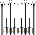 4 Pack String Light Poles for Outside, 10Ft Light Poles for Outdoor String Lights, Adjustable Outdoor String