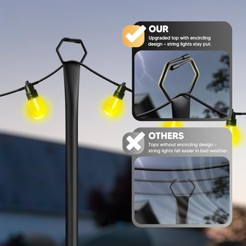 4 Pack String Light Poles for Outside, 10Ft Light Poles for Outdoor String Lights, Adjustable Outdoor String, alternate view