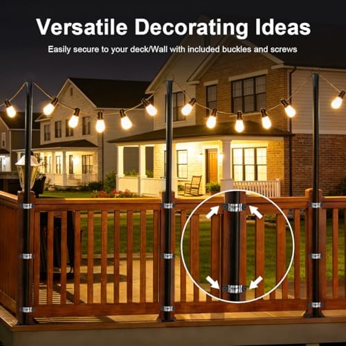 4 Pack String Light Poles for Outside, Upgraded Heavy-Duty Metal Light Poles for Outdoor String Lights with, alternate view 5