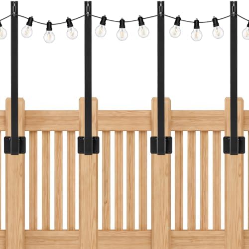 4 Pack String Light Poles, Poles for Outdoor String Lights Fence Post Light