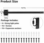 4 Pack String Light Poles, Poles for Outdoor String Lights Fence Post Light, alternate view 3