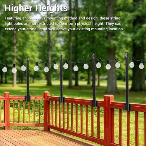 4 Pack String Light Poles, Poles for Outdoor String Lights Fence Post Light, alternate view 4