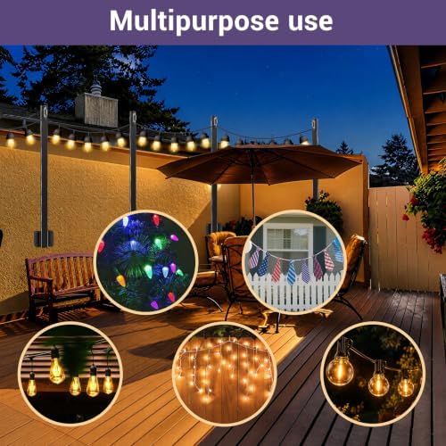 4 Pack String Light Poles, Poles for Outdoor String Lights Fence Post Light, alternate view 5