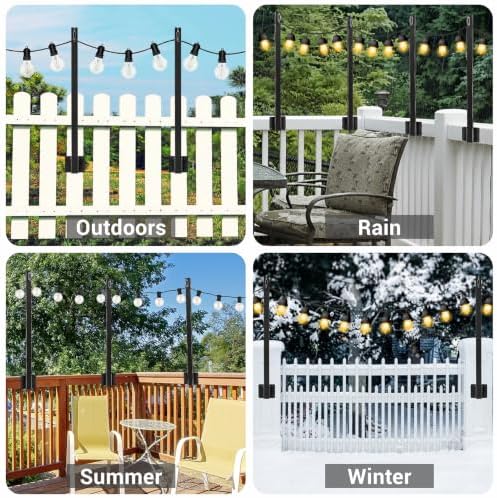 4 Pack String Light Poles, Poles for Outdoor String Lights Fence Post Light, alternate view 7