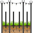 4 Pack String Light Poles, Poles for Outdoor String lights10 Ft Metal Poles with Fork for Outdoor String Lights