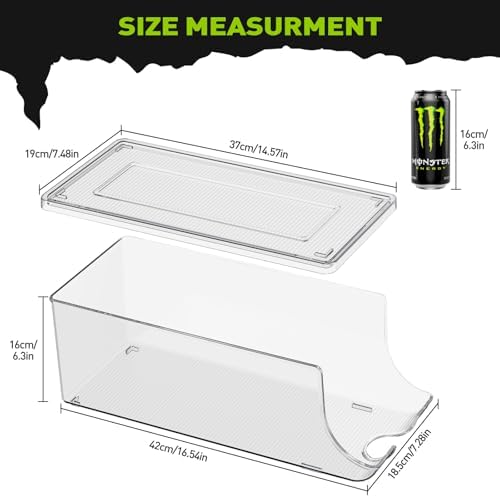 4 Pack Tall Skinny Can Organizer for Refrigerator, Stackable Large Soda Cans of 16oz & 17oz Beverage Energy, alternate view 5