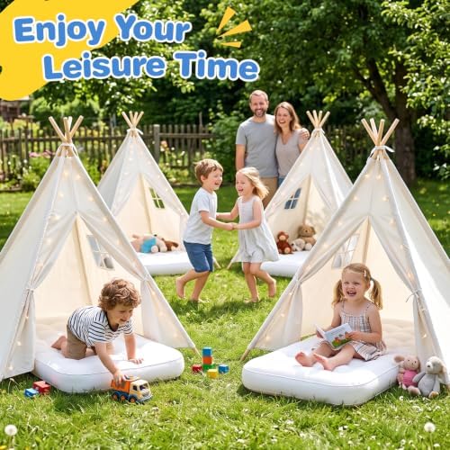 4 Pack Teepee Tent for Kids [Thickened], Kids Sleepover Teepee Tent Set, alternate view 4