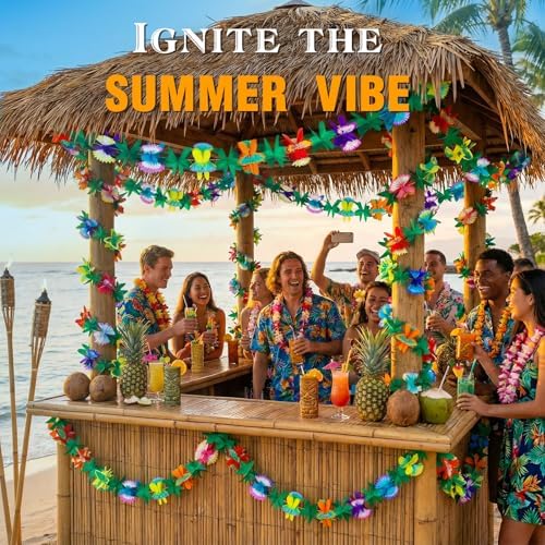 4 Pack Tropical Hawaiian Garland Luau Party Decorations, 40ft, alternate view 2
