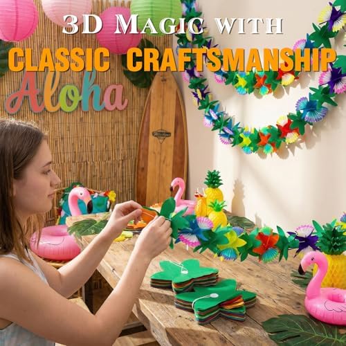 4 Pack Tropical Hawaiian Garland Luau Party Decorations, 40ft, alternate view 3