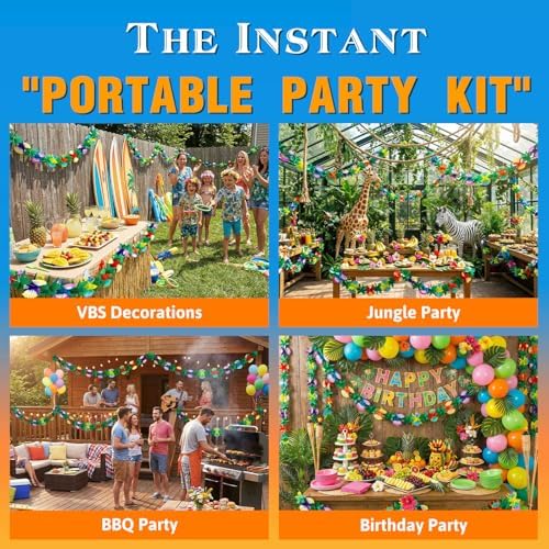 4 Pack Tropical Hawaiian Garland Luau Party Decorations, 40ft, alternate view 4