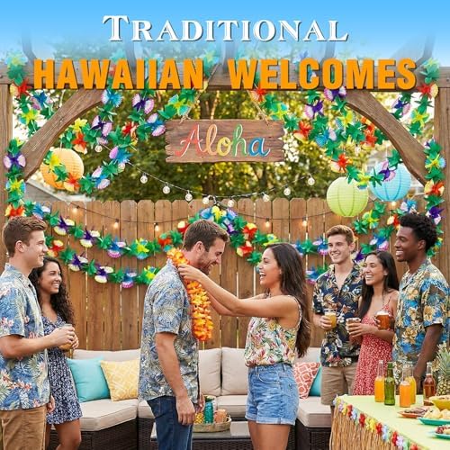 4 Pack Tropical Hawaiian Garland Luau Party Decorations, 40ft, alternate view 5