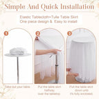 4 Pack Tulle Cocktail Tablecloth with Tutu Skirt, 32 x 43 in, White in White, alternate view 5