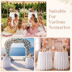 4 Pack Tulle Cocktail Tablecloth with Tutu Skirt, 32 x 43 in, White in White, alternate view 6