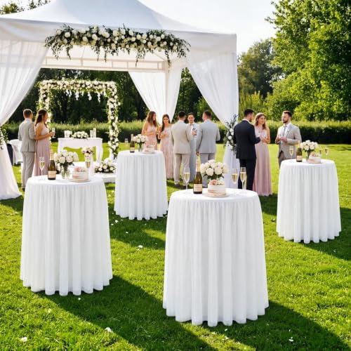 4 Pack Tulle Cocktail Tablecloth with Tutu Skirt, 32 x 43 in, White in White, alternate view 7