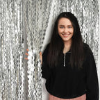 4 Pack Wavy Silver Tinsel Foil Fringe Curtains Streamers Backdrop Matte, alternate view 3