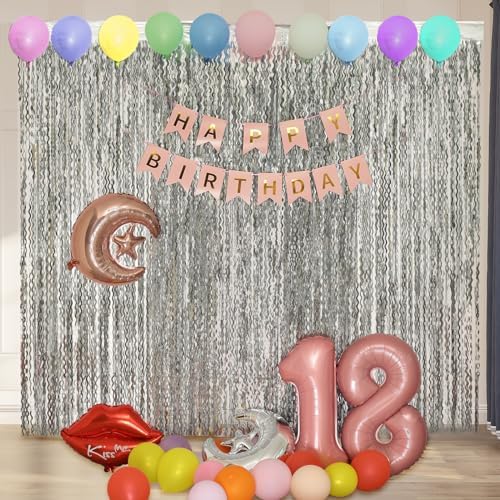 4 Pack Wavy Silver Tinsel Foil Fringe Curtains Streamers Backdrop Matte, alternate view 5