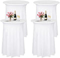 4 Pack White Cocktail Table Cover 32 x 43 Inch with Wavy Skirt in 32 x 43 Inch