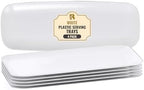 4 Pack White Plastic Serving Trays for Party - White Serving Tray 17 by 6.5 in - Rectangular Heavy Duty Dessert