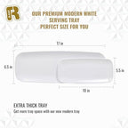 4 Pack White Plastic Serving Trays for Party - White Serving Tray 17 by 6.5 in - Rectangular Heavy Duty Dessert, alternate