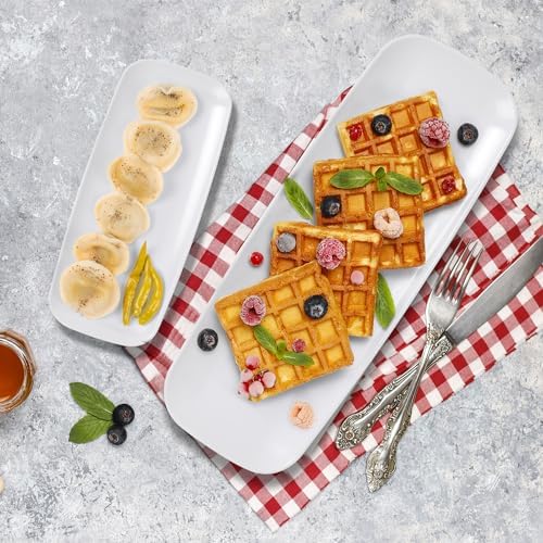 4 Pack White Plastic Serving Trays for Party - White Serving Tray 17 by 6.5 in - Rectangular Heavy Duty Dessert, alternate