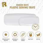 4 Pack White Plastic Serving Trays for Party - White Serving Tray 17 by 6.5 in - Rectangular Heavy Duty Dessert, alternate