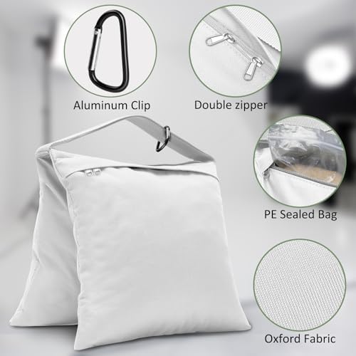 4-Pack White Sandbag Weight Bag for Light Stand Photography Video Equipment, alternate view 3