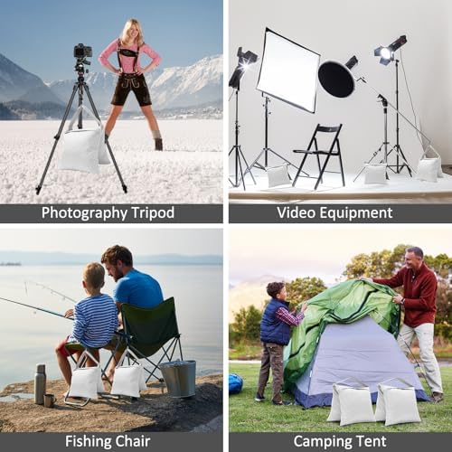 4-Pack White Sandbag Weight Bag for Light Stand Photography Video Equipment, alternate view 6