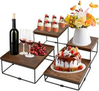 4 Pack Wooden Buffet Risers, Tiered Food Display Stands Set - Square Cupcake Stands for Dessert Table, Party