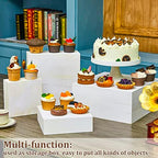 4 Pack Wooden Display Risers, Rustic Cake Stands, Vintage White in Vintage White, alternate view 2