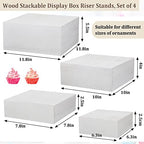 4 Pack Wooden Display Risers, Rustic Cake Stands, Vintage White in Vintage White, alternate view 4