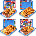 4 Pack World Flag Serving Trays, Melamine Platters, 13 x 10 Inch in 13 x 10 inch in Multicolor