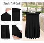 4 Packs 24"x 43" Round Cocktail Table Skirt, Black in Black, alternate view 4