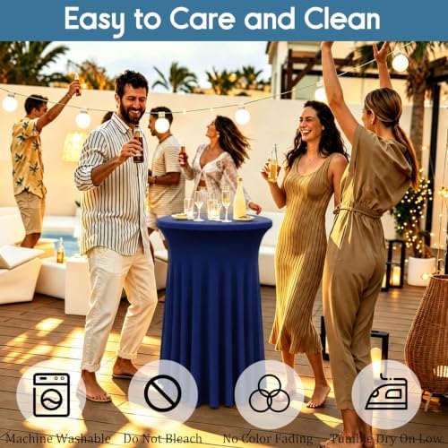 4 Packs 32 x 43 Inch Spandex Round Cocktail Table Skirts Stretch Cocktail Table Covers Fitted High Top Tables, alternate view