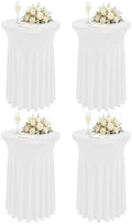 4 Packs 32 x 43 Inch Spandex Round Cocktail Table Skirts Stretch Cocktail Table Cover Fitted for High Top Tables