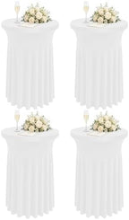 4 Packs 32 x 43 Inch Spandex Round Cocktail Table Skirts Stretch Cocktail Table Cover Fitted for High Top Tables