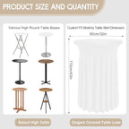 4 Packs 32 x 43 Inch Spandex Round Cocktail Table Skirts Stretch Cocktail Table Cover Fitted for High Top Tables, alternate
