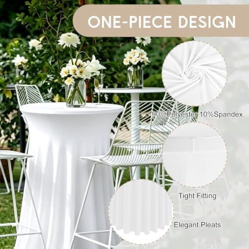 4 Packs 32 x 43 Inch Spandex Round Cocktail Table Skirts Stretch Cocktail Table Cover Fitted for High Top Tables, alternate