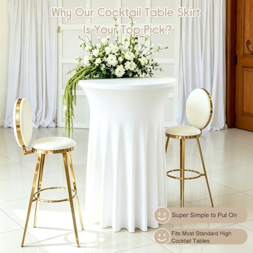 4 Packs 32 x 43 Inch Spandex Round Cocktail Table Skirts Stretch Cocktail Table Cover Fitted for High Top Tables, alternate