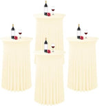 4 Packs 32"x 43" Round Cocktail Table Skirt, Beige in Beige