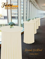 4 Packs 32"x 43" Round Cocktail Table Skirt, Beige in Beige, alternate view 5