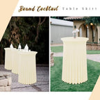 4 Packs 32"x 43" Round Cocktail Table Skirt, Beige in Beige, alternate view 7